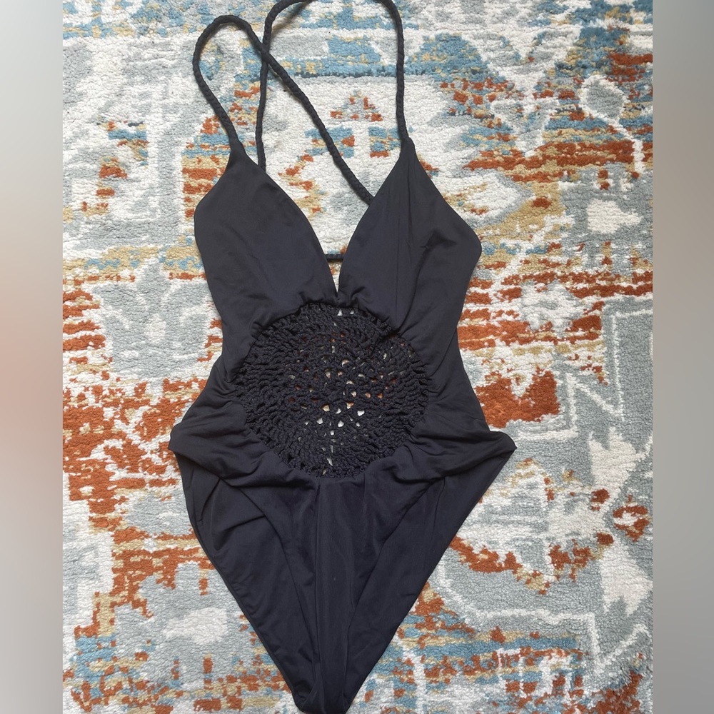 Frankie’s Black One Piece Cheeky Bikini!